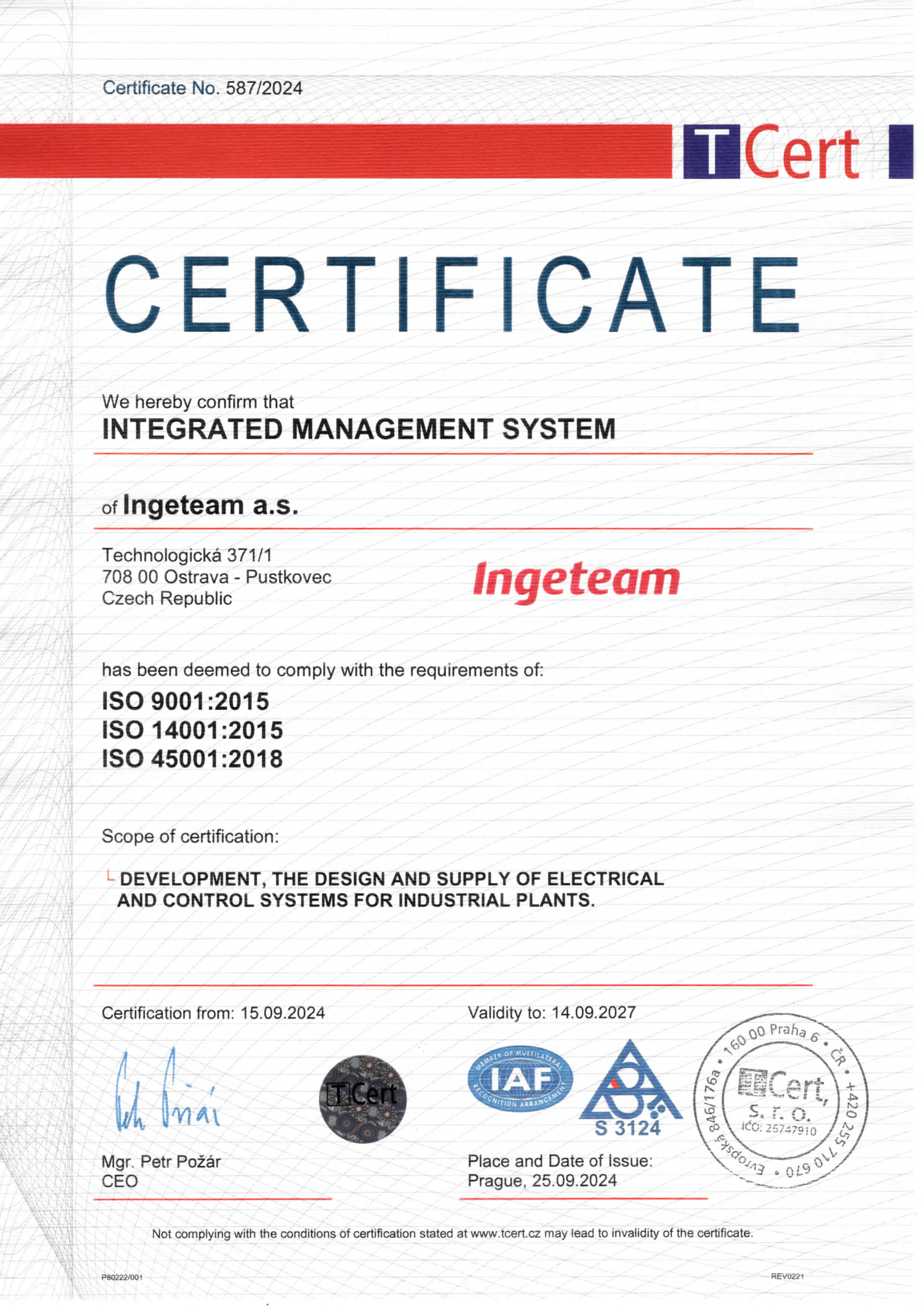 Certifikát EN